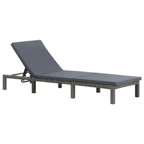 Vidaxl ligbed met kussen poly rattan antraciet
