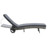 Vidaxl ligbed met wielen en kussen poly rattan antraciet