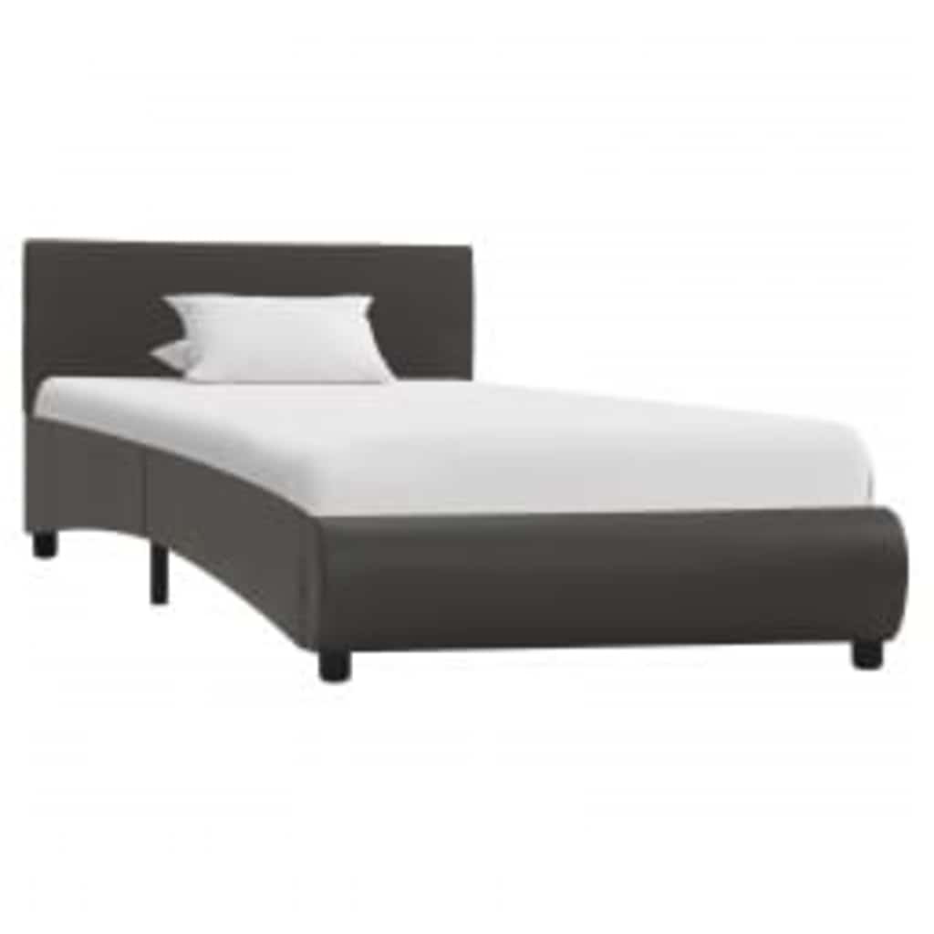 Vidaxl bedframe met led kunstleer grijs 90x200 cm