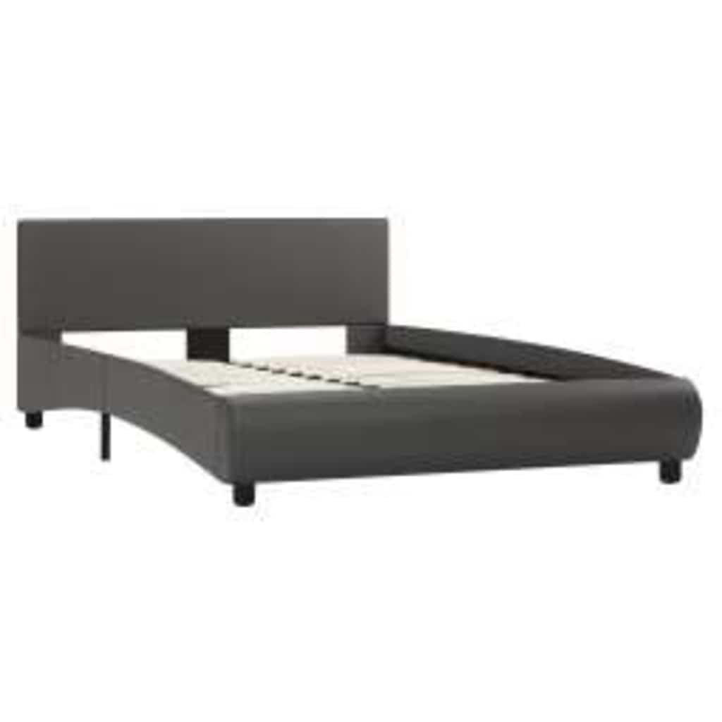Vidaxl bedframe met led kunstleer grijs 140x200 cm