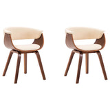 Vidaxl eetkamerstoelen 2 st gebogen hout en kunstleer crèmekleurig