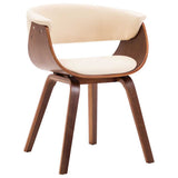 Vidaxl eetkamerstoelen 2 st gebogen hout en kunstleer crèmekleurig