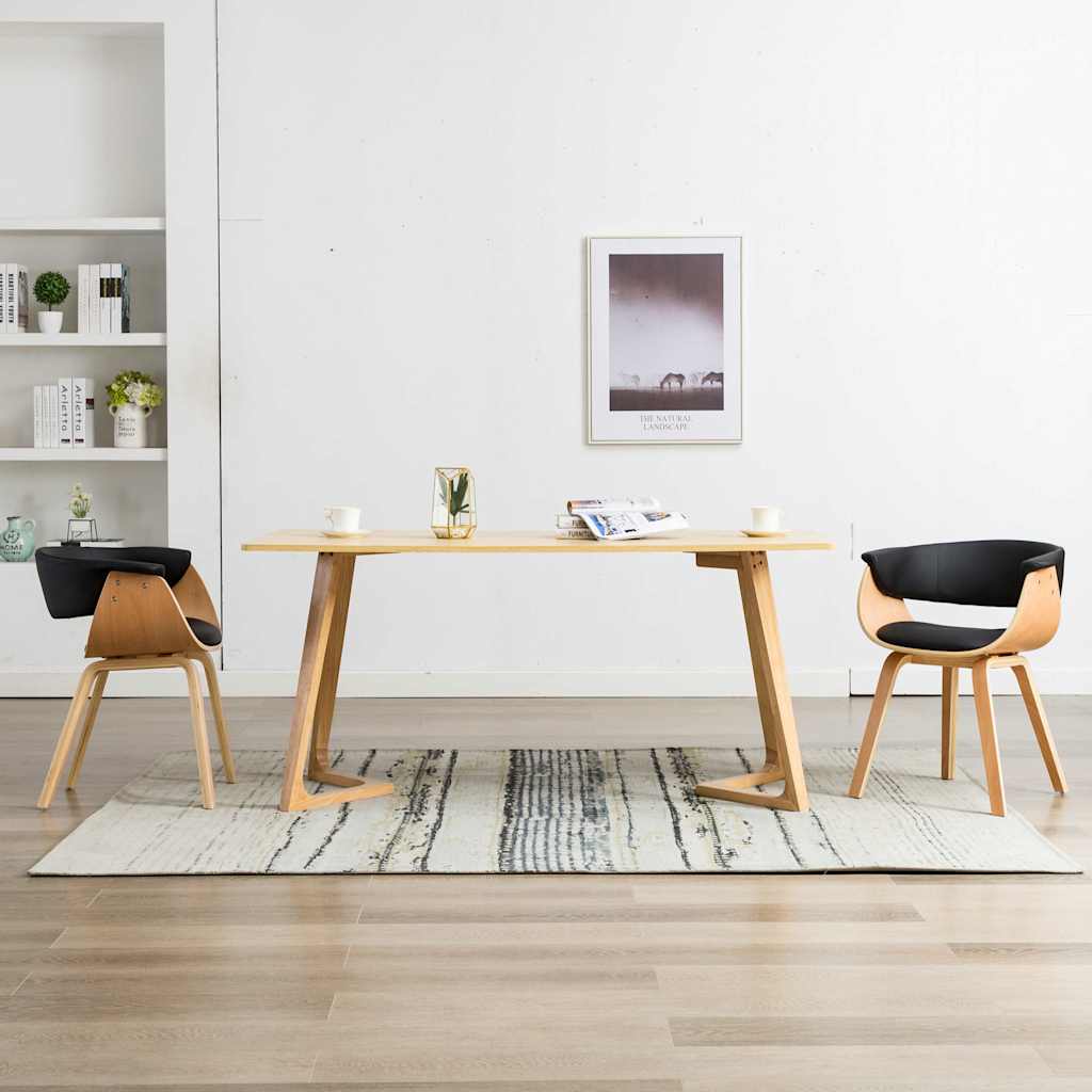 Vidaxl eetkamerstoelen 2 st gebogen hout en kunstleer
