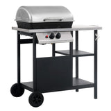 Vidaxl Gasbarbecue con tavolo laterale a 3 strati Nero e argento