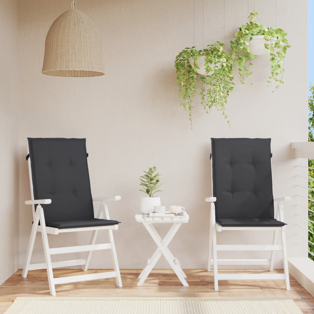 Vidaxl Garden Chair polštáře 2 st vysoká zadní část 120x50x3 cm Black