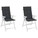 Vidaxl Garden Chair polštáře 2 st vysoká zadní část 120x50x3 cm Black