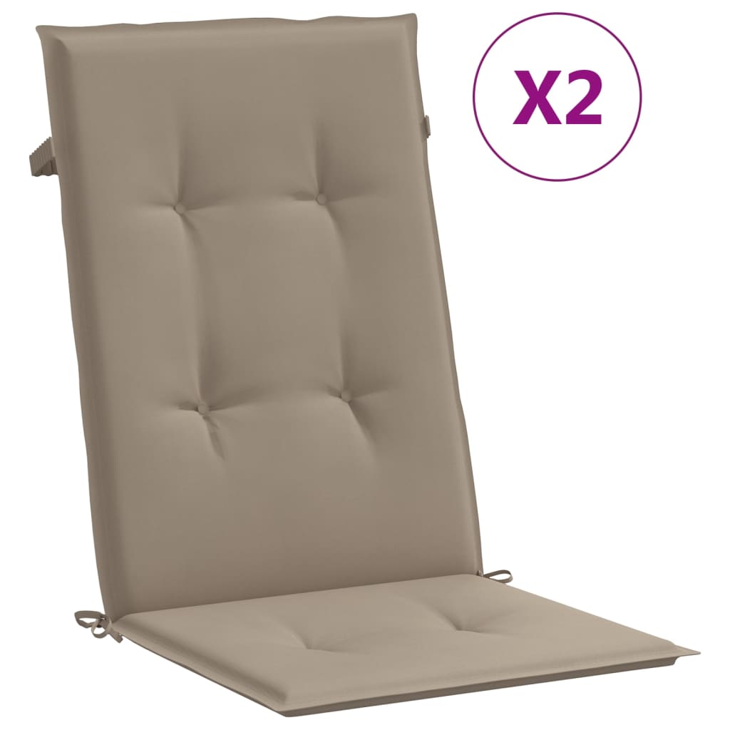 Vidaxl Garden Chair Cushions 2 ST High Back 120x50x3 cm tissu taupe