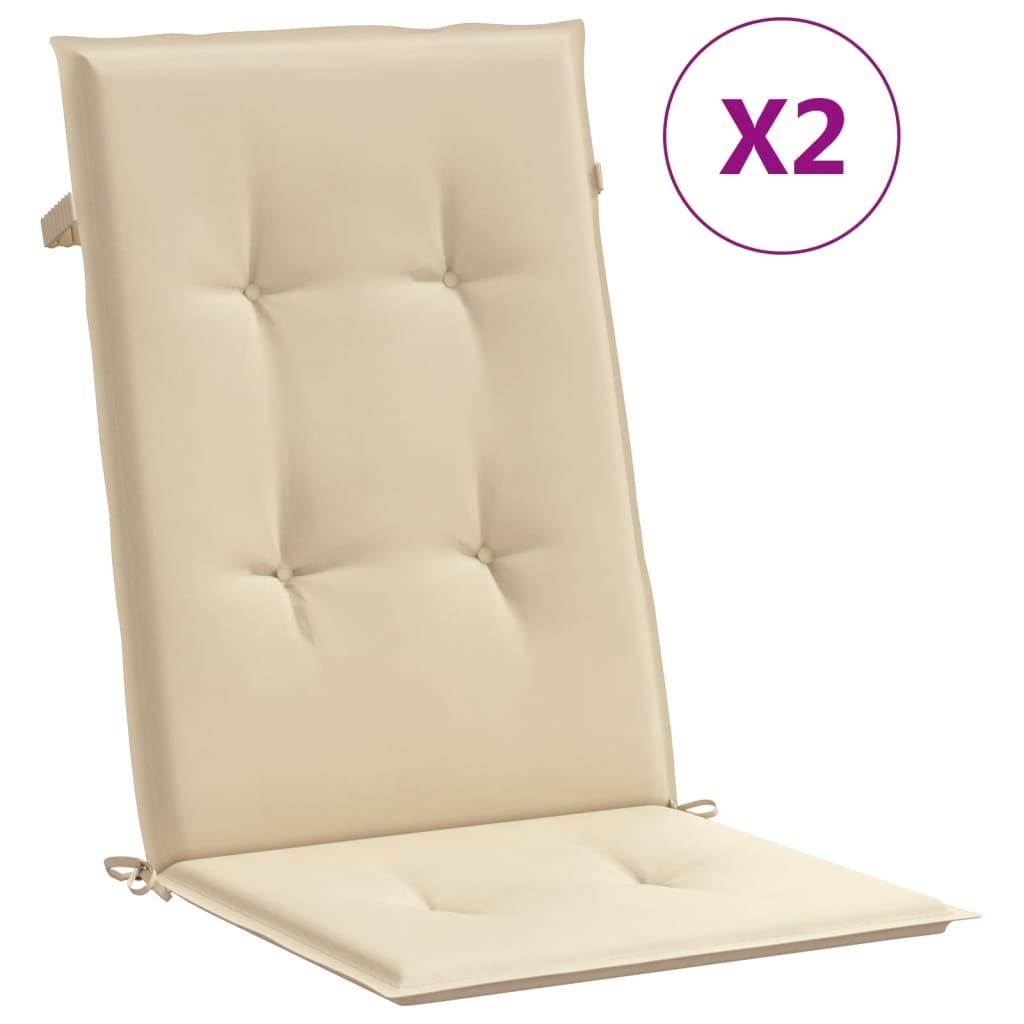 Vidaxl Garden Stol Puder 2 st Høj back 120x50x3 cm stof beige