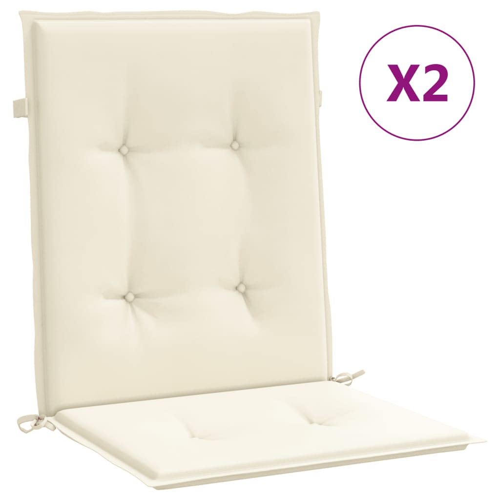 Vidaxl Garden Chair Cushion Low Back 2 St 100x50x3 cm Crème en tissu oxford