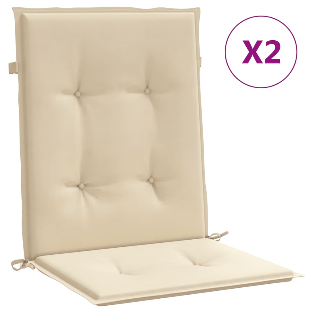 Coussins de chaise de jardin vidaxl bas arrière 2 st 100x50x3 cm oxford tissu beige