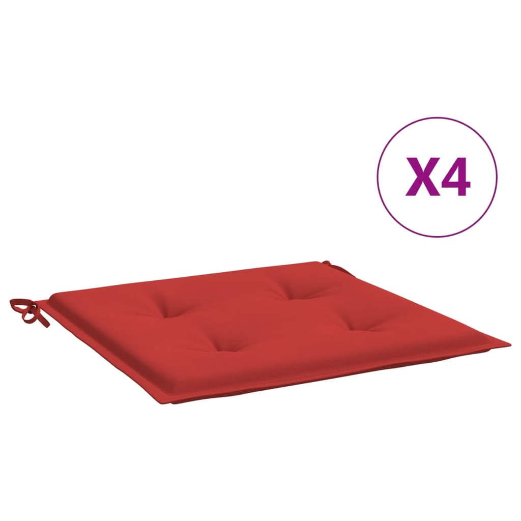 Coussins de chaise de jardin vidaxl 4 pcs 40x40x3 cm oxford tissu rouge