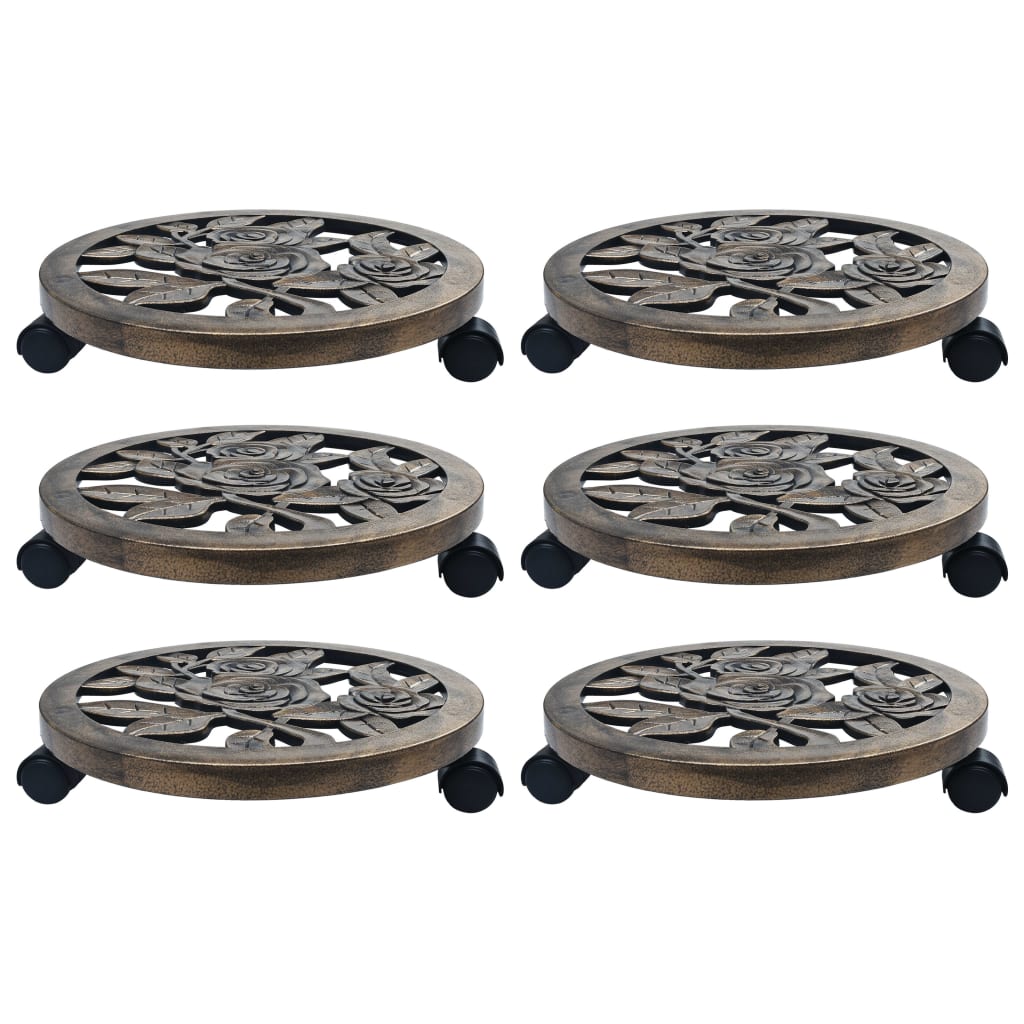 Vidaxl Planty Trolleys 6 PCS 38 cm de bronce de plástico