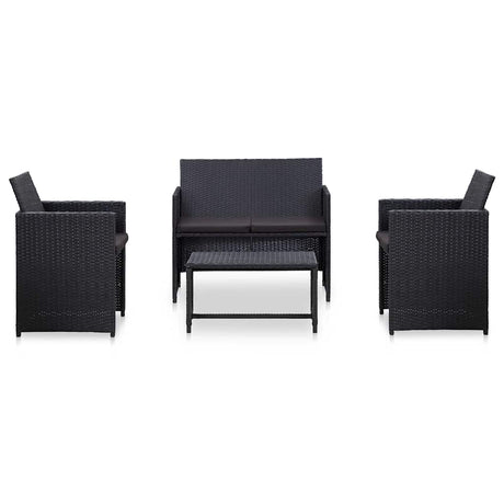 Vidaxl 4-delige loungeset met kussens poly rattan zwart