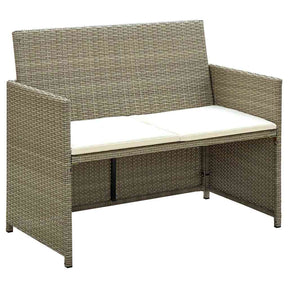 Vidaxl tuinbank 2-zits met kussens poly rattan beige