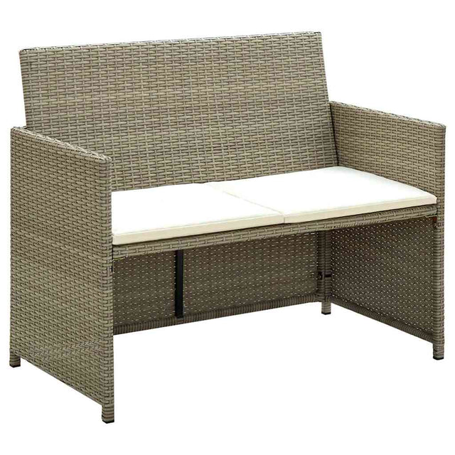 Vidaxl tuinbank 2-zits met kussens poly rattan beige