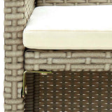 Vidaxl tuinbank 2-zits met kussens poly rattan beige