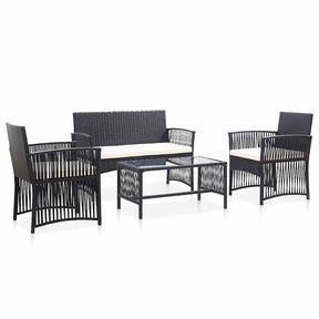 Vidaxl 4-delige loungeset met kussen poly rattan zwart