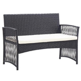 Vidaxl 4-delige loungeset met kussen poly rattan zwart