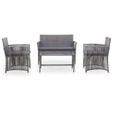 Vidaxl 4-delige loungeset met kussen poly rattan antraciet