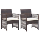 Vidaxl tuinstoelen met kussens 2 st poly rattan bruin