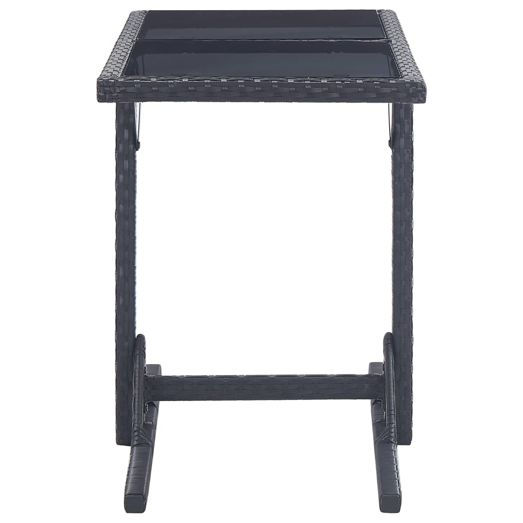 Vidaxl tuintafel 110x53x72 cm glas en poly rattan zwart