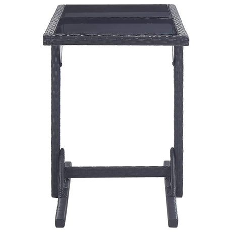 Vidaxl tuintafel 110x53x72 cm glas en poly rattan zwart