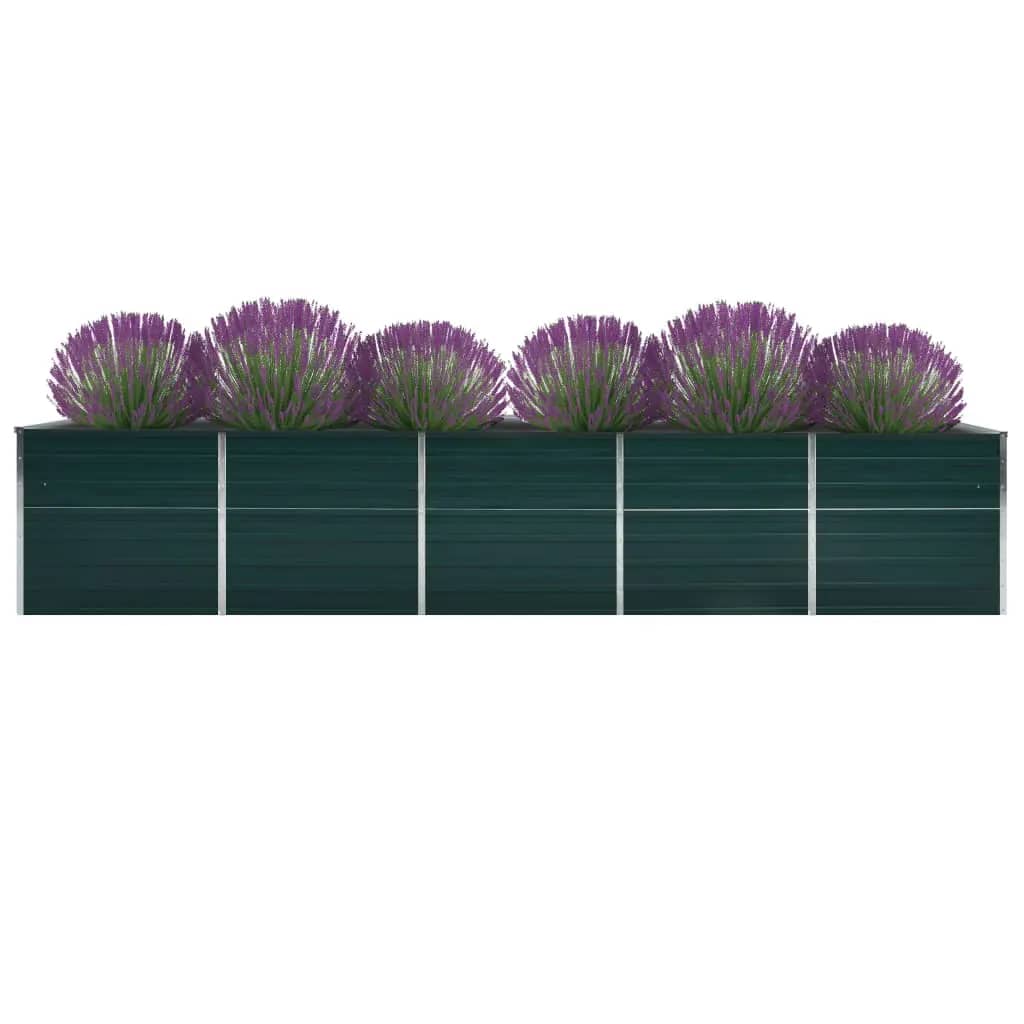 Vidaxl Planter infogad 400x80x45 cm Galvaniserat stålgrönt