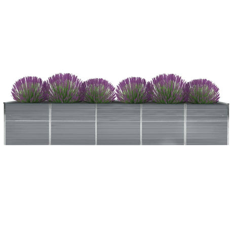Vidaxl plantenbak verhoogd 400x80x77 cm gegalvaniseerd staal grijs