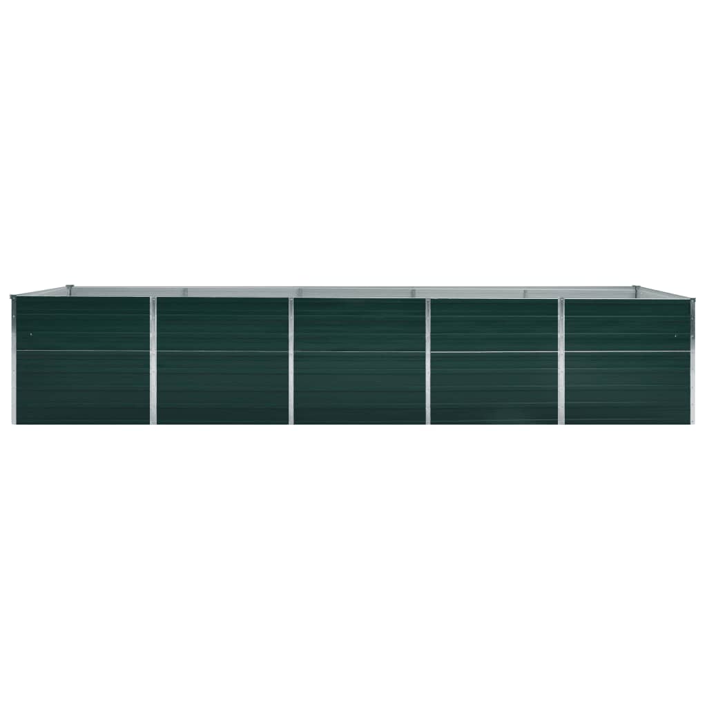 Vidaxl Planning Box elevada 400x80x77 cm de acero galvanizado verde