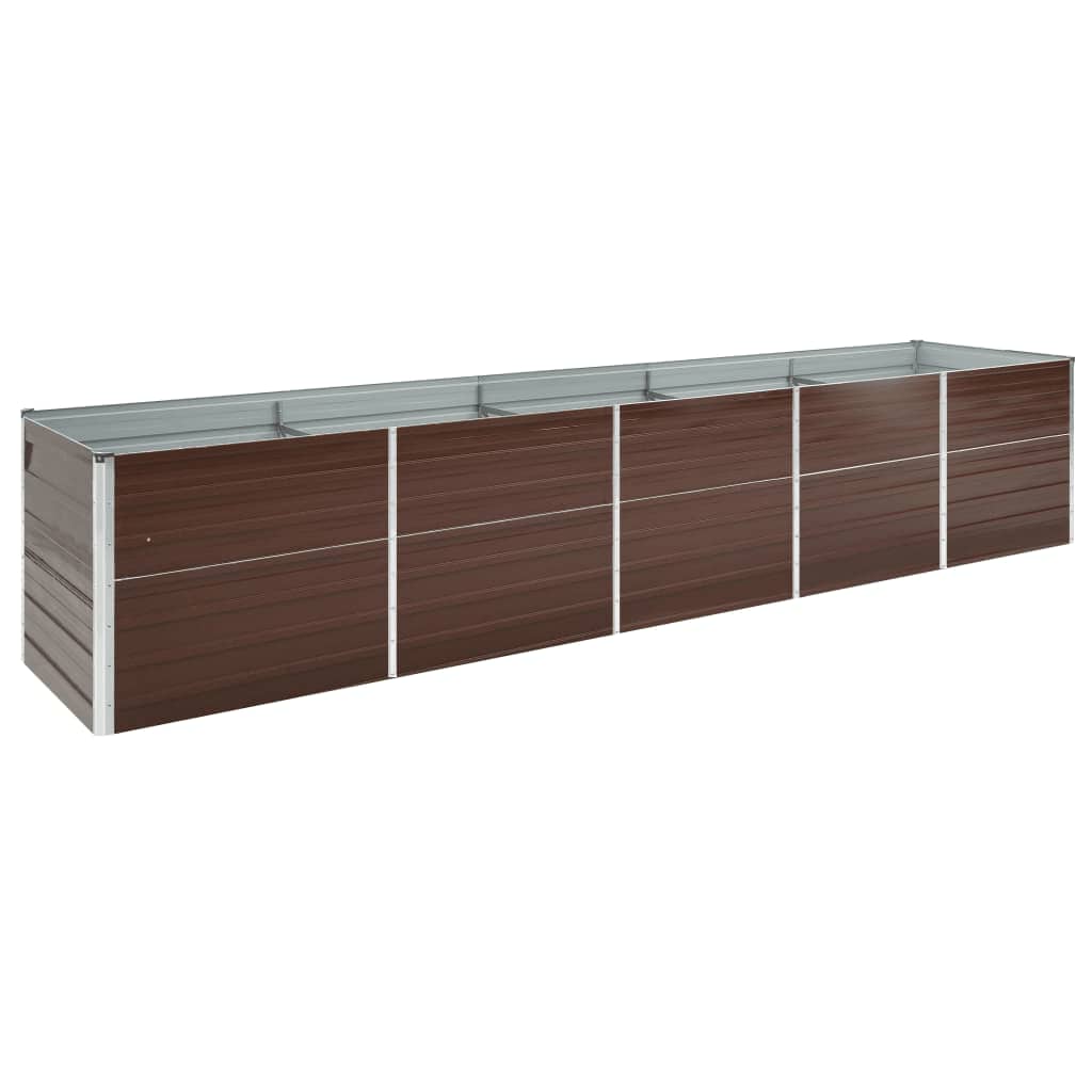 Vidaxl Planter infogad 400x80x77 cm Galvaniserat stålbrunt