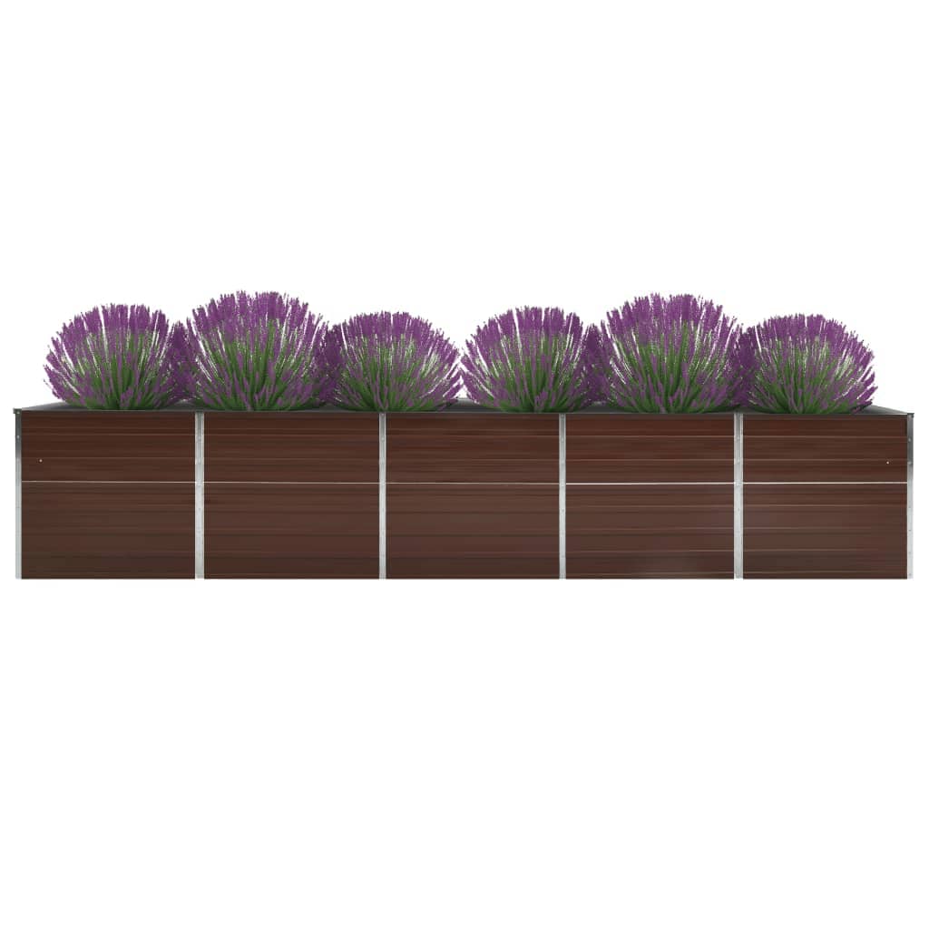 Vidaxl Planter infogad 400x80x77 cm Galvaniserat stålbrunt