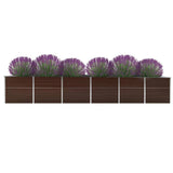 Vidaxl Planter infogad 480x80x77 cm Galvaniserat stålbrunt