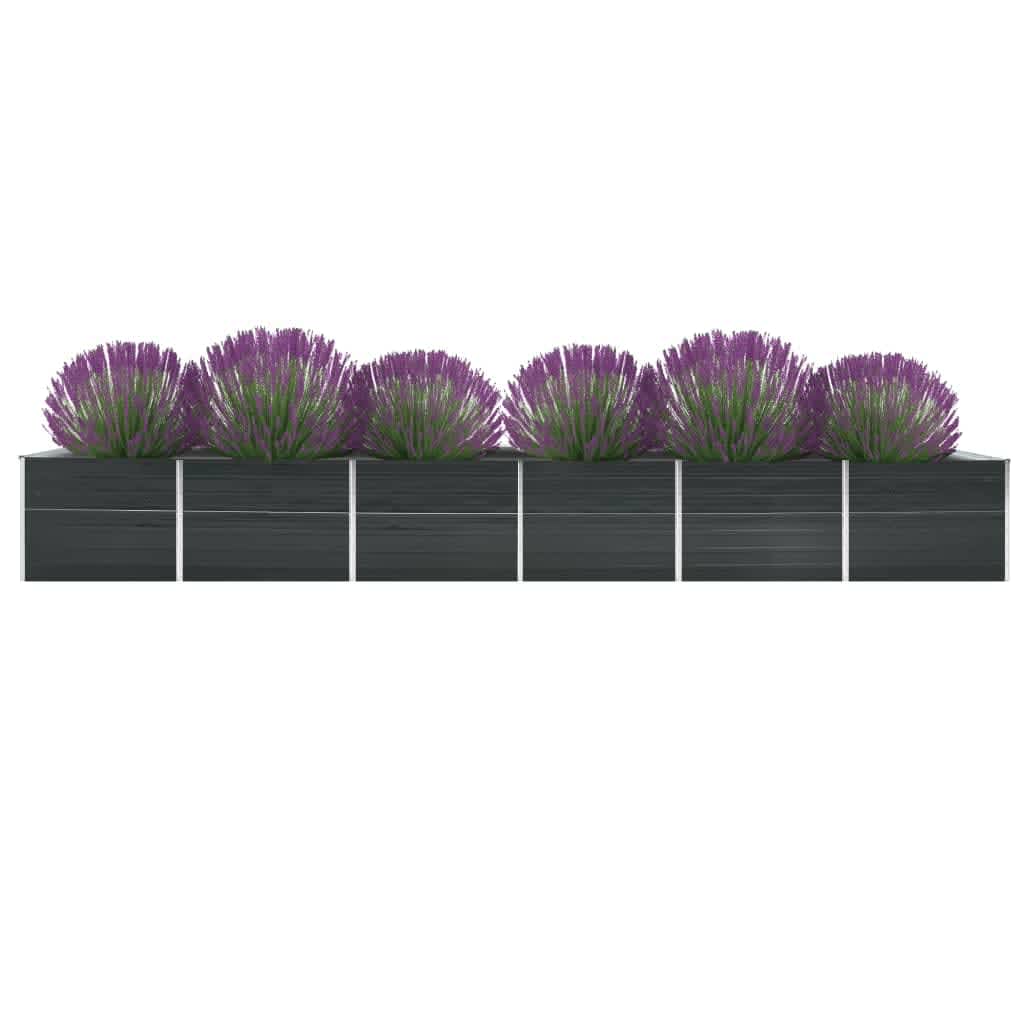 Vidaxl Planter höjde 600x80x77 cm galvaniserad stålantracit