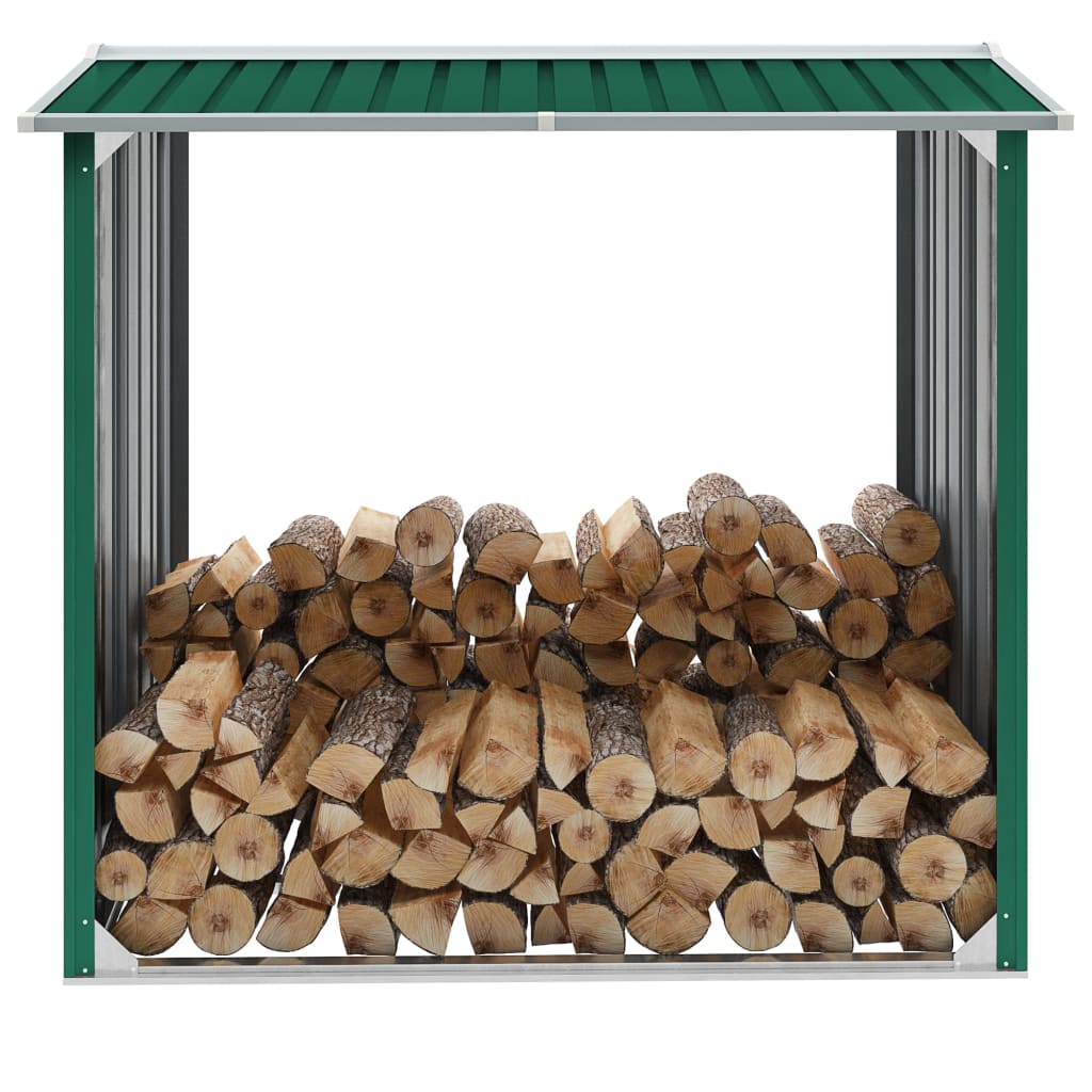 Vidaxl Firewood Shed 172x91x154 cm de acero galvanizado verde