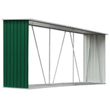 Vidaxl Firewood Shed 330x84x152 cm Galvanisé en acier vert