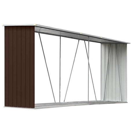 Vidaxl haardhoutschuur 330x84x152 cm gegalvaniseerd staal bruin