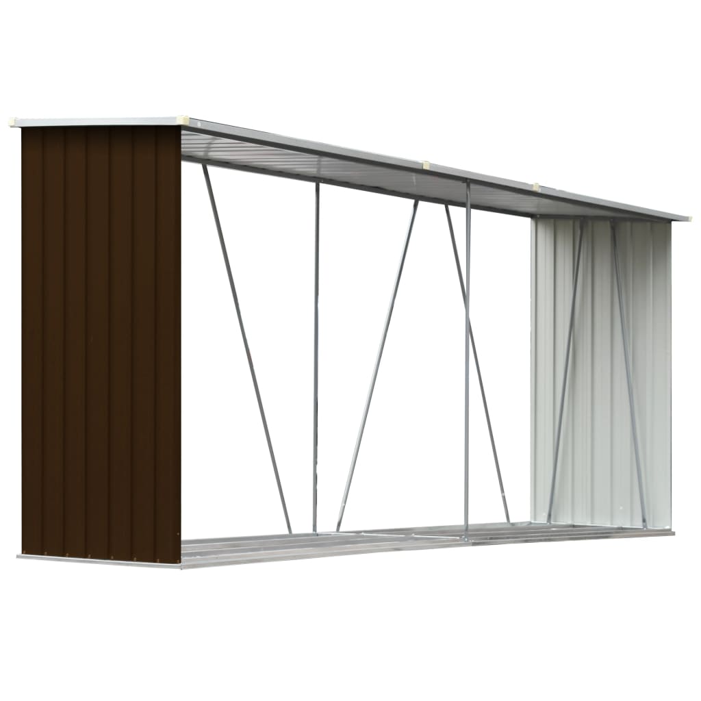 Vidaxl Firewood shed 330x84x152 cm Galvanized steel brown