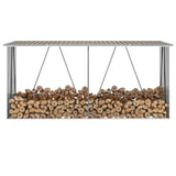 VIDAXL Firewood capannone 330x84x152 cm marrone galvanizzato in acciaio