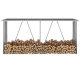 VIDAXL Firewood capannone 330x84x152 cm Antracite in acciaio zincato