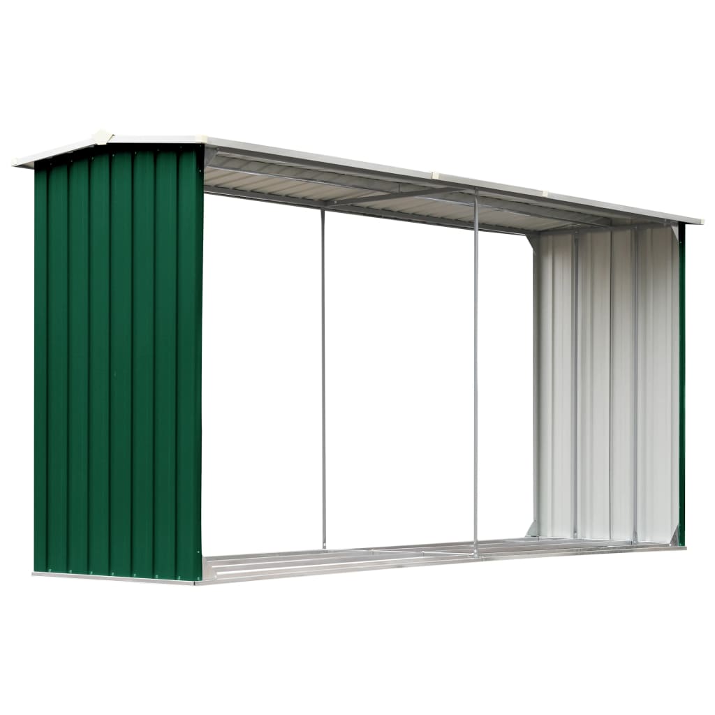 Vidaxl Firewood shed 330x92x153 cm Galvanized steel green