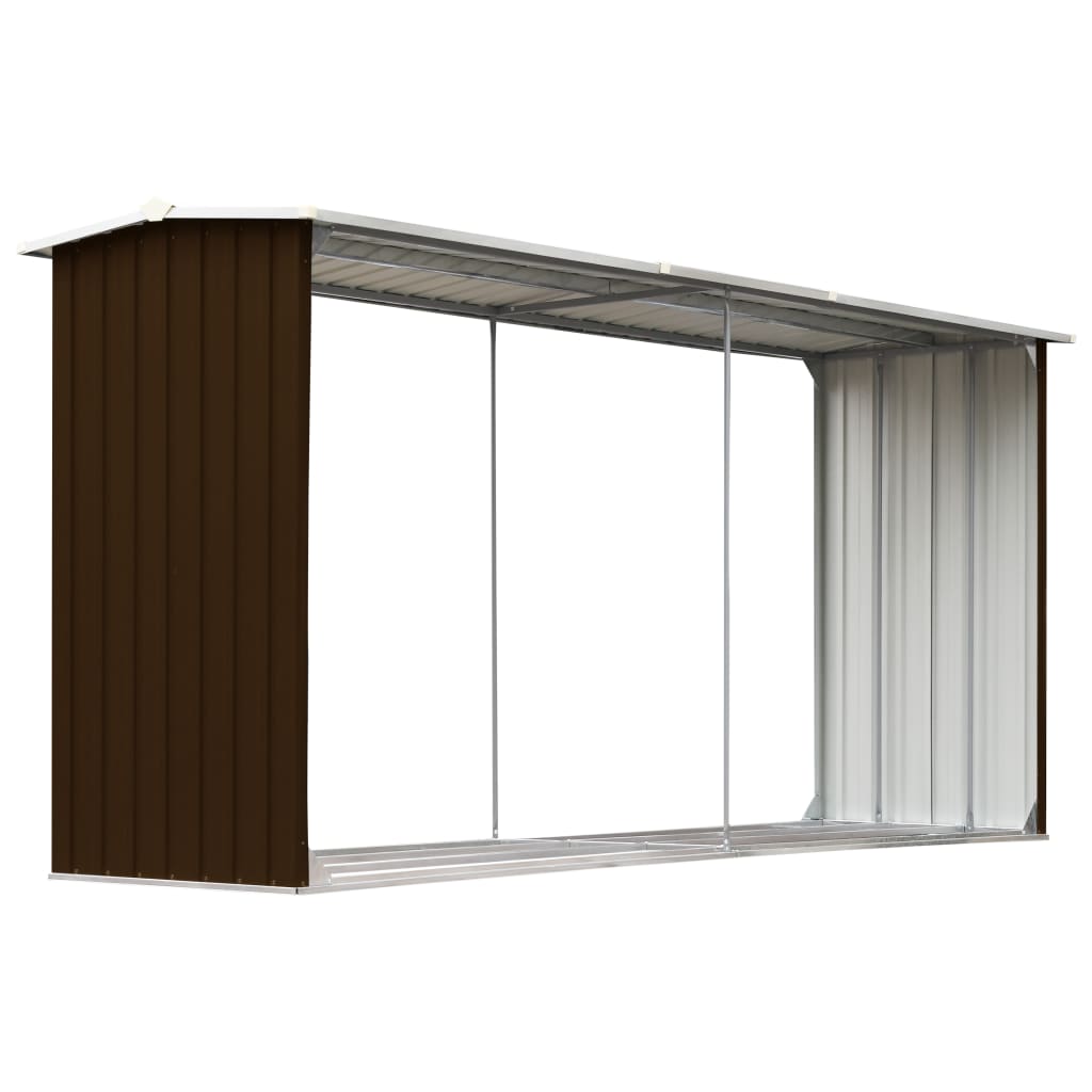 Vidaxl vedbod 330x92x153 cm galvanisert stålbrun