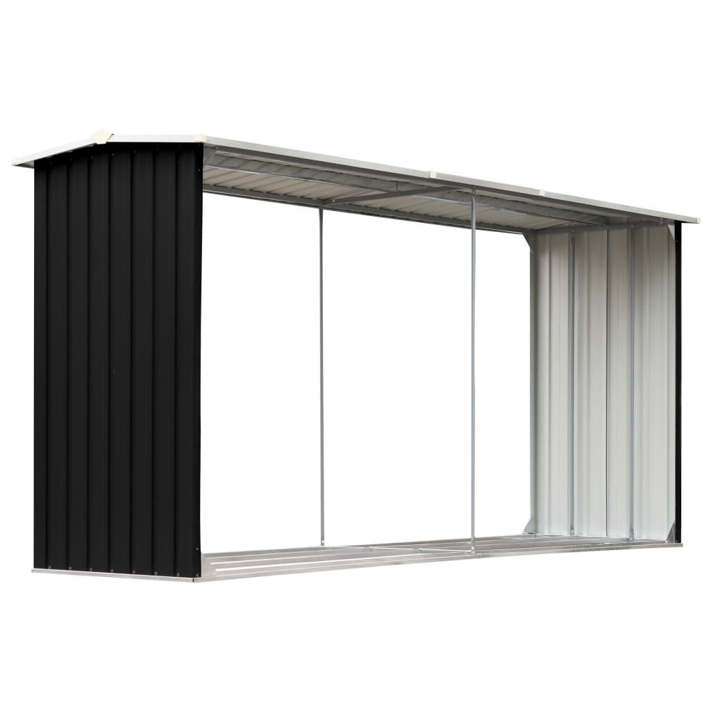 Vidaxl Firewood Shed 330x92x153 cm Anthracite en acier galvanisé