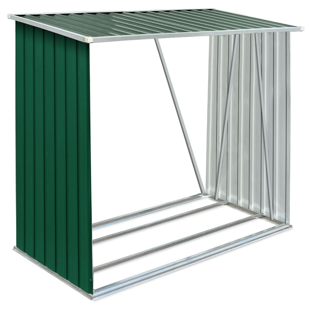 VidaXL Firewood shed 163x83x154 cm Galvanized steel green