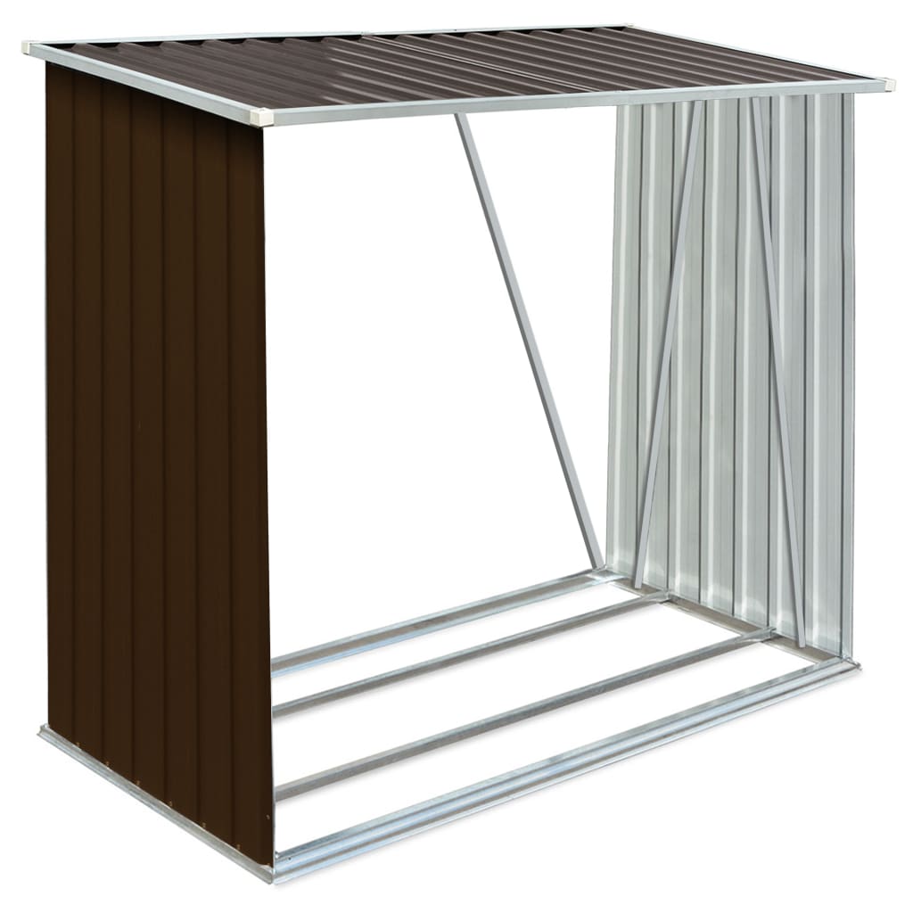 VidaXL Firewood shed 163x83x154 cm galvanized steel brown