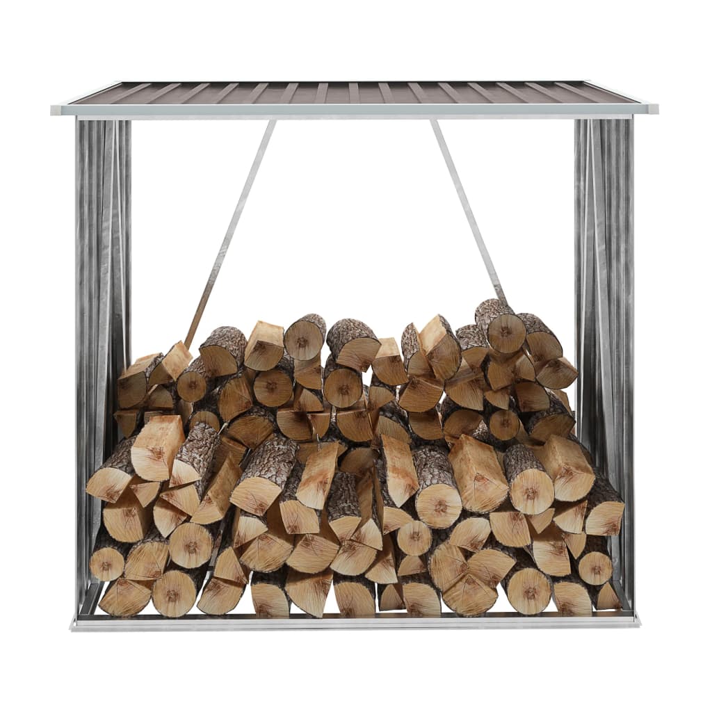 VidaXL Firewood shed 163x83x154 cm galvanized steel brown