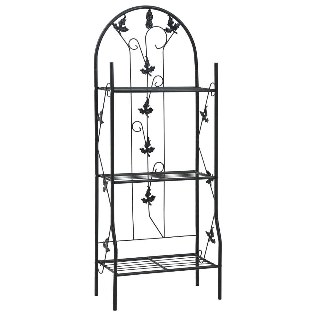 Vidaxl Plant rack a 3 strati 52x28x128 cm di ferro nero