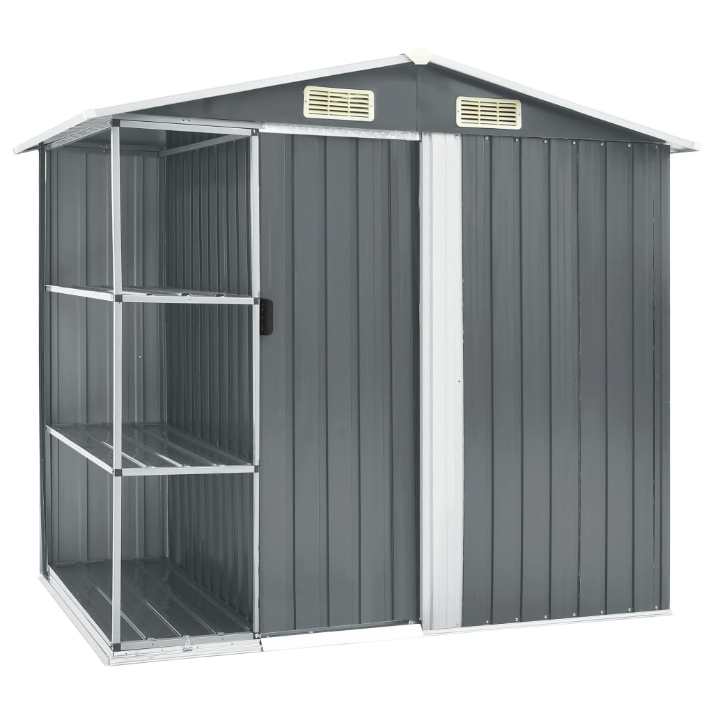 Vidaxl garden shed with rack 205x130x183 cm iron gray