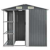 Vidaxl garden shed with rack 205x130x183 cm iron gray