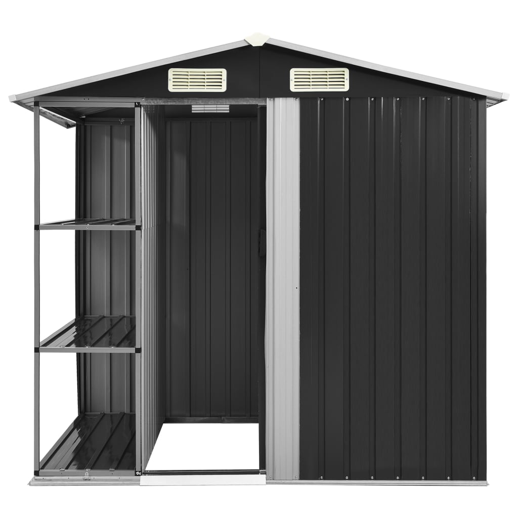 Vidaxl garden shed with rack 205x130x183 cm iron anthracite