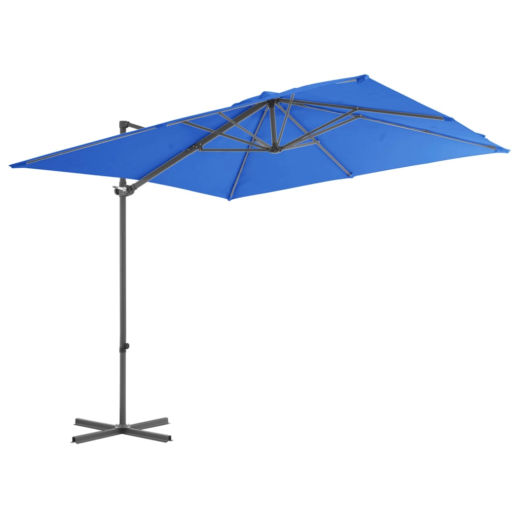 Vidaxl flytande parasol med stålstång 250x250 cm azurblå